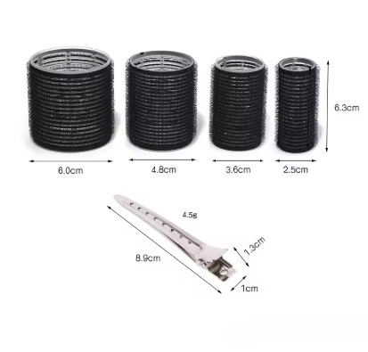 🎀 12pcs/Set Hair Roller Set 🎀 💁‍♀️ 12pcs Plastic Self-Grip Curlers (3 Sizes) + 12pcs Metal Clips ✨