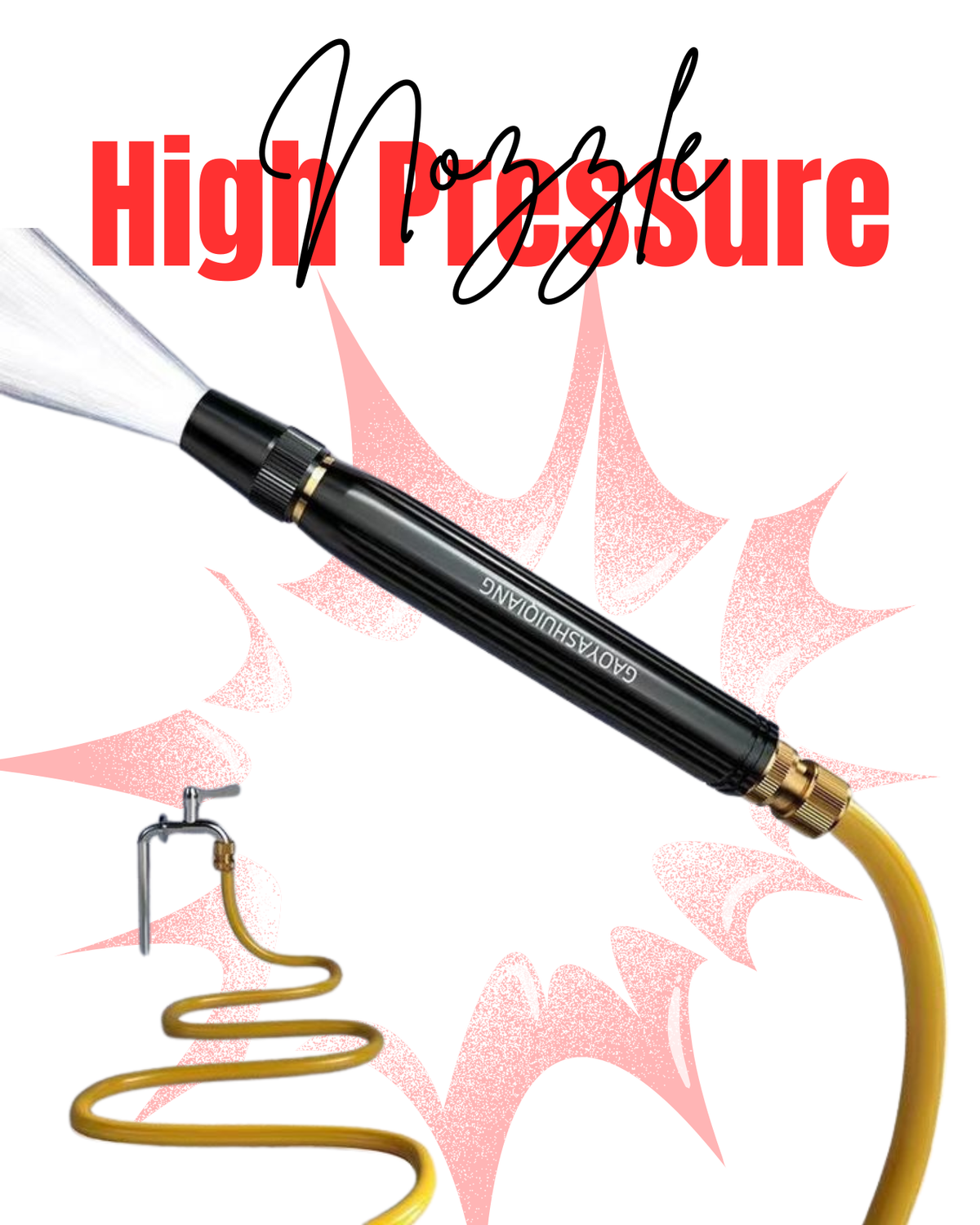 🔥 Imported High Pressure Adjustable Water Spray Nozzle – Heavy Duty Brass Connector | Car Wash & Gardening Pro Tool