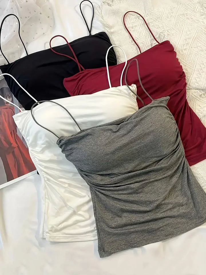 🌟 Stylish Waist Pleated Corset Top 🌟💖 Soft Support with Fixed Chest Pads – No need for a bra