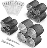 🎀 12pcs/Set Hair Roller Set 🎀 💁‍♀️ 12pcs Plastic Self-Grip Curlers (3 Sizes) + 12pcs Metal Clips ✨