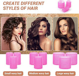 🎀 12pcs/Set Hair Roller Set 🎀 💁‍♀️ 12pcs Plastic Self-Grip Curlers (3 Sizes) + 12pcs Metal Clips ✨