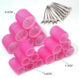 🎀 12pcs/Set Hair Roller Set 🎀 💁‍♀️ 12pcs Plastic Self-Grip Curlers (3 Sizes) + 12pcs Metal Clips ✨