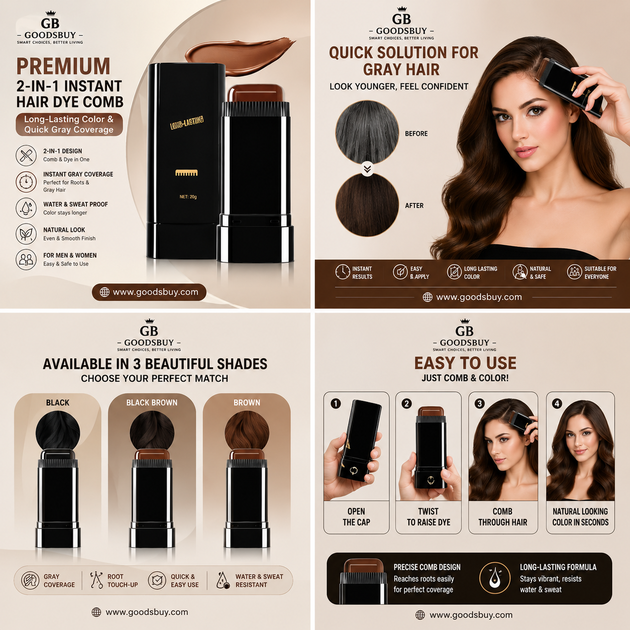 IMPORTED  2-in-1 Instant Hair Dye Comb