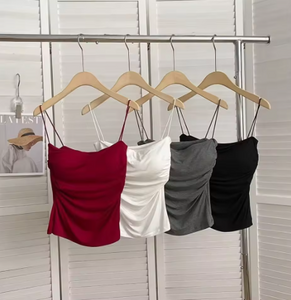 🌟 Stylish Waist Pleated Corset Top 🌟💖 Soft Support with Fixed Chest Pads – No need for a bra