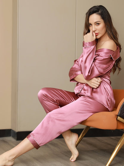 Imported Classic Pure Silk Suit Set (Buy 1 Get 1 Comfy Bra Free)😍