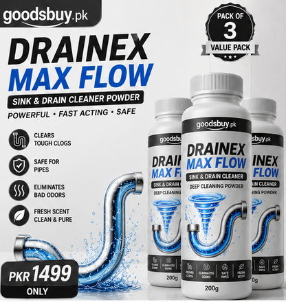 DRAINEX MAX FLOW - INSTANT SINK & DRAIN CLEANER (PACK OF 3)
