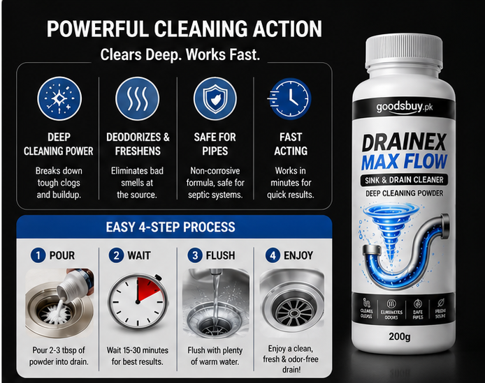DRAINEX MAX FLOW - INSTANT SINK & DRAIN CLEANER (PACK OF 3)