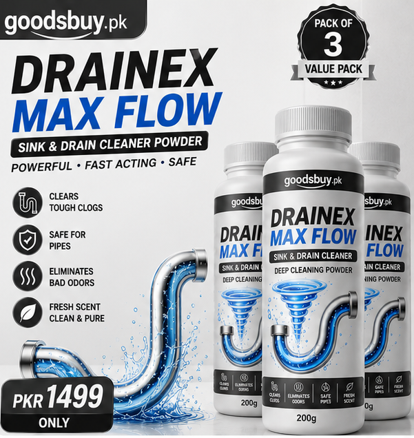 DRAINEX MAX FLOW – Sink & Drain Cleaner Powder | Powerful Clog Cleaner | Pack of 3