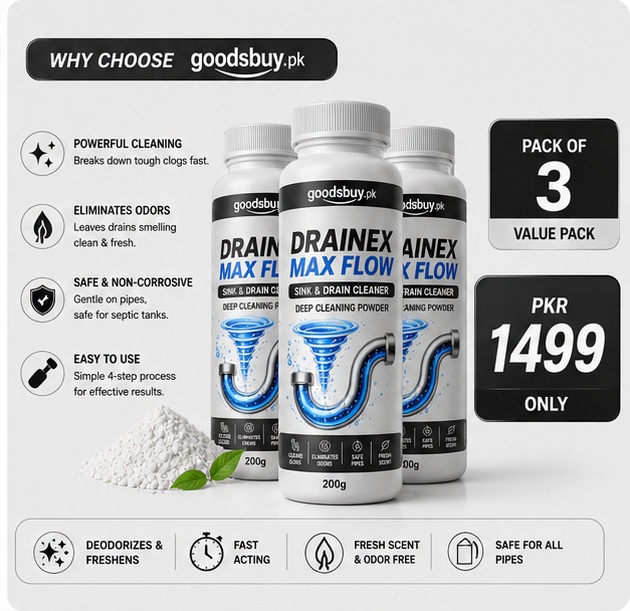 DRAINEX MAX FLOW – Sink & Drain Cleaner Powder | Powerful Clog Cleaner | Pack of 3