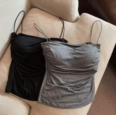 🌟 Stylish Waist Pleated Corset Top 🌟💖 Soft Support with Fixed Chest Pads – No need for a bra