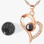 Love Heart Projection Necklace 100 Languages I Love You Pendant With Free Gift Box