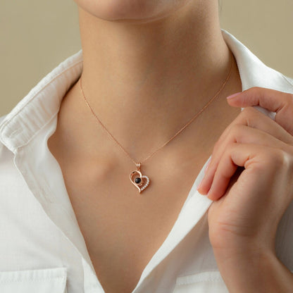 Love Heart Projection Necklace 100 Languages I Love You Pendant With Free Gift Box
