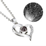 Love Heart Projection Necklace 100 Languages I Love You Pendant With Free Gift Box