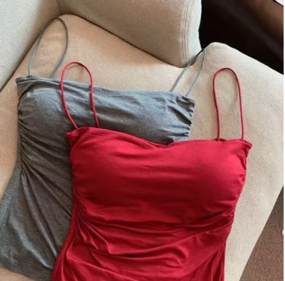 🌟 Stylish Waist Pleated Corset Top 🌟💖 Soft Support with Fixed Chest Pads – No need for a bra